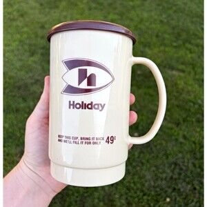 Holiday Advertising Travel Mug Cup w/ Lid 32 Oz Beige & Brown Duck Graphic